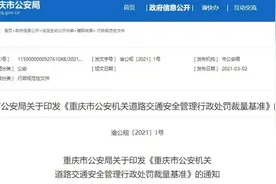 重庆发布新版交通安全管理行政处罚裁量基准，违停等行为罚款100元图片