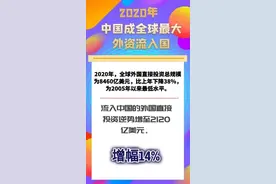 2020年中国成全球最大外资流入国 外国直接投资额达2120亿美元图片
