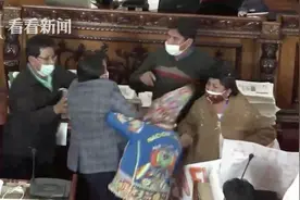 玻利维亚两党开会大打出手 女议员互扯头发图片
