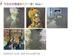 撒贝宁带儿女低调看展 双胞胎穿兄妹装可可爱爱图片