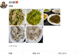 岳云鹏晒丰盛晚餐 被网友质问：你的饭只有饺子吗？图片