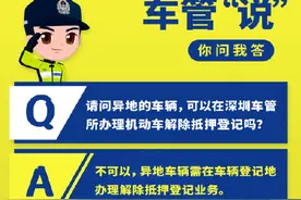 答疑解惑丨请问异地的车辆，可以在深圳车管所办理机动车解除抵押登记吗？图片