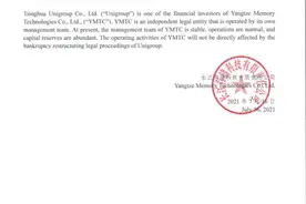 长江存储：不会受紫光集团破产重整司法程序的直接影响图片