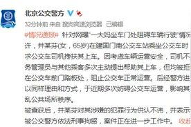 北京公交警方通报“一大妈坐车门处阻碍车辆行驶”：已被依法刑事拘留图片