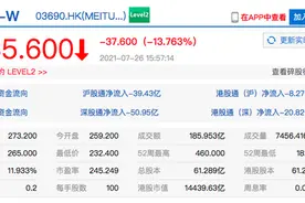 美团市值蒸发近2000亿 跌幅达15% 创下历史最大跌幅图片