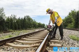 50℃铁轨上的坚守——高温下的劳动者图片