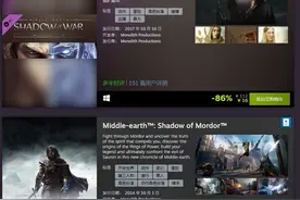 华纳Steam中土特惠低至1.5折《战争之影》28元图片