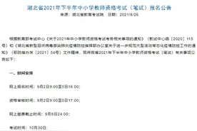 湖北省2021年下半年中小学教师资格考试（笔试）9月2日开始报名图片