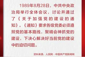 1989年8月28日，中共中央政治局举行全体会议，讨论并通过了《关于加强党的建设的通知》丨党史上的今天图片