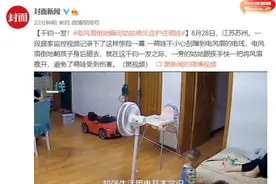 千钧一发！电风扇倒地瞬间姑姑神反应护住萌娃图片