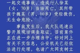 警方通报：太白南路电子三路口发生一起交通事故 一70岁老人身亡10岁孩子受伤图片