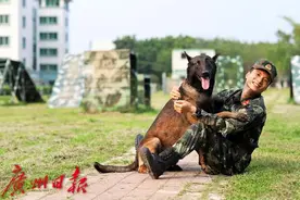 军犬训导员惜别“无言战友”图片