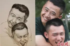 武警列兵手绘“全家福”送老兵：我们的心永远在一起图片