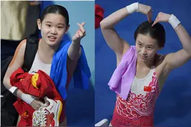 奥运冠军陈芋汐/张家齐赢得全运会女子双人10米台冠军图片