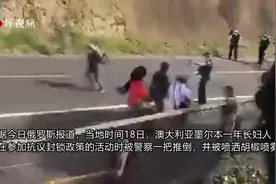 引发争议！澳大利亚一七旬老妇在抗议封锁政策时被警察一把推倒，还被喷胡椒喷雾图片