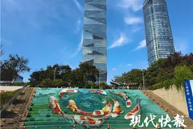 南京河西中央公园惊现17米长“锦鲤”，快来打卡接好运吧图片
