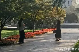 雨过天晴的清晨，山大校园里的老师忍不住驻足拍照图片