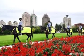 帅！大连骑警扮靓节日街头图片