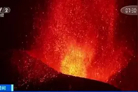 西班牙火山继续喷，滚石大如三层楼房图片