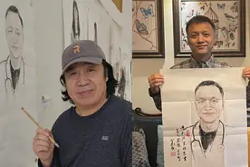 著名人物画家与武汉疫情“黑脸医生”相遇！“英雄医生，我要为你画个像”图片