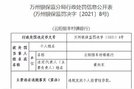 云阳恒丰村镇银行因违规发放个人经营性贷款被罚35万元图片