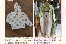无锡梦燕制衣有限公司召回1225件儿童连帽卫衣图片