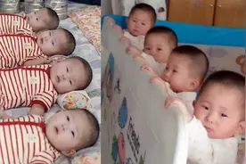 罕见单卵四胞胎的出生，对母亲来说是4倍的幸福也是4倍的操心图片