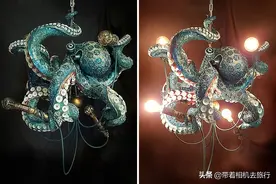 太有才！她用普通材料DIY出了一盏华丽“章鱼吊灯”图片