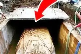 工人公路施工，意外发现一古墓，挖开墓穴发现埋的竟不是人图片