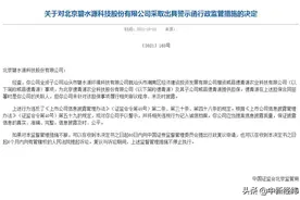 刚收监管函又碰新麻烦？碧水源被北京证监局出具警示函图片