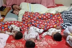 一家五口“睡觉照片”走红，网友直呼：女儿是真爱，儿子是意外图片