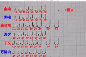 鱼钩型号一览表图片