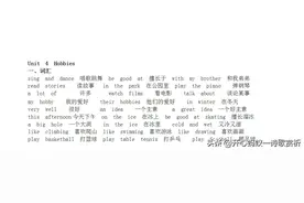 英语期末复习资料整理，五年级上册第四单元重点单词，句型及语法图片