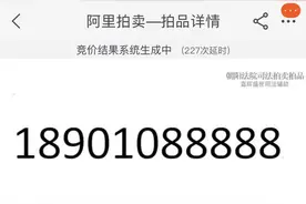 尾号5个“8”的手机靓号经司法拍卖，刚刚225万落槌成交图片