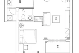 60m²一室变三室，无餐厅能满足8人就餐；一卧室能满足三代人居住图片