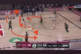 巴特勒站错防守位置，克劳德看到后把他推到正确位置完成精彩一防图片