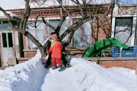 爷爷在自家菜园给小孙女建“专属滑雪场”火了，网友：太羡慕了图片