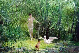 青花瓷与美女——著名旅加华人画家黄中羊人物油画作品图片