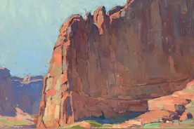 峡谷骑士：美国画家埃德加·阿尔文·佩恩笔下的美丽峡谷风景油画图片