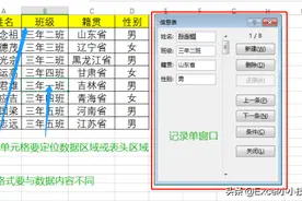 Excel表格使用记录单功能快速录入、修改、删除、查询数据图片
