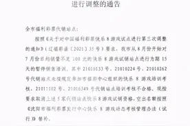 关于对中国福利彩票快乐8游戏试销站点进行调整的通告图片
