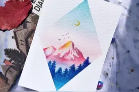 清新梦幻手绘水彩明信片图片