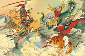 孙悟空大战降龙伏虎坐鹿罗汉，三神兽齐聚，战斗场面激烈异常图片