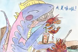 童画·江城游丨带着恐龙吃遍武汉美食？这个8岁小朋友的画太可爱了图片