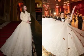 文咏珊穿Ashi Studio婚纱礼服，立体蕾丝雕塑风格，城堡中的公主图片