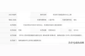 海南省海榆东线82公里处超速50%以上被罚500元记12分图片