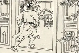 连环画水浒传40：林冲在柴进庄上遇到洪教头，洪教头要和他比武图片
