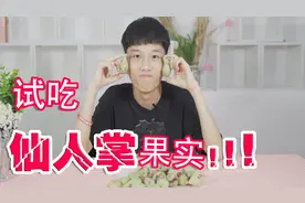 小伙试吃仙人掌果实，切开里面是红色的，有点恶心，味道却很特别