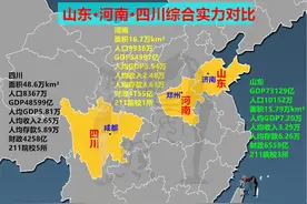 三大超级经济体+人口大省20项数据对比，山东14:6河南+四川图片