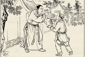 连环画水浒传98：郓哥带武大去王婆家里捉奸，被西门庆踢到心窝图片